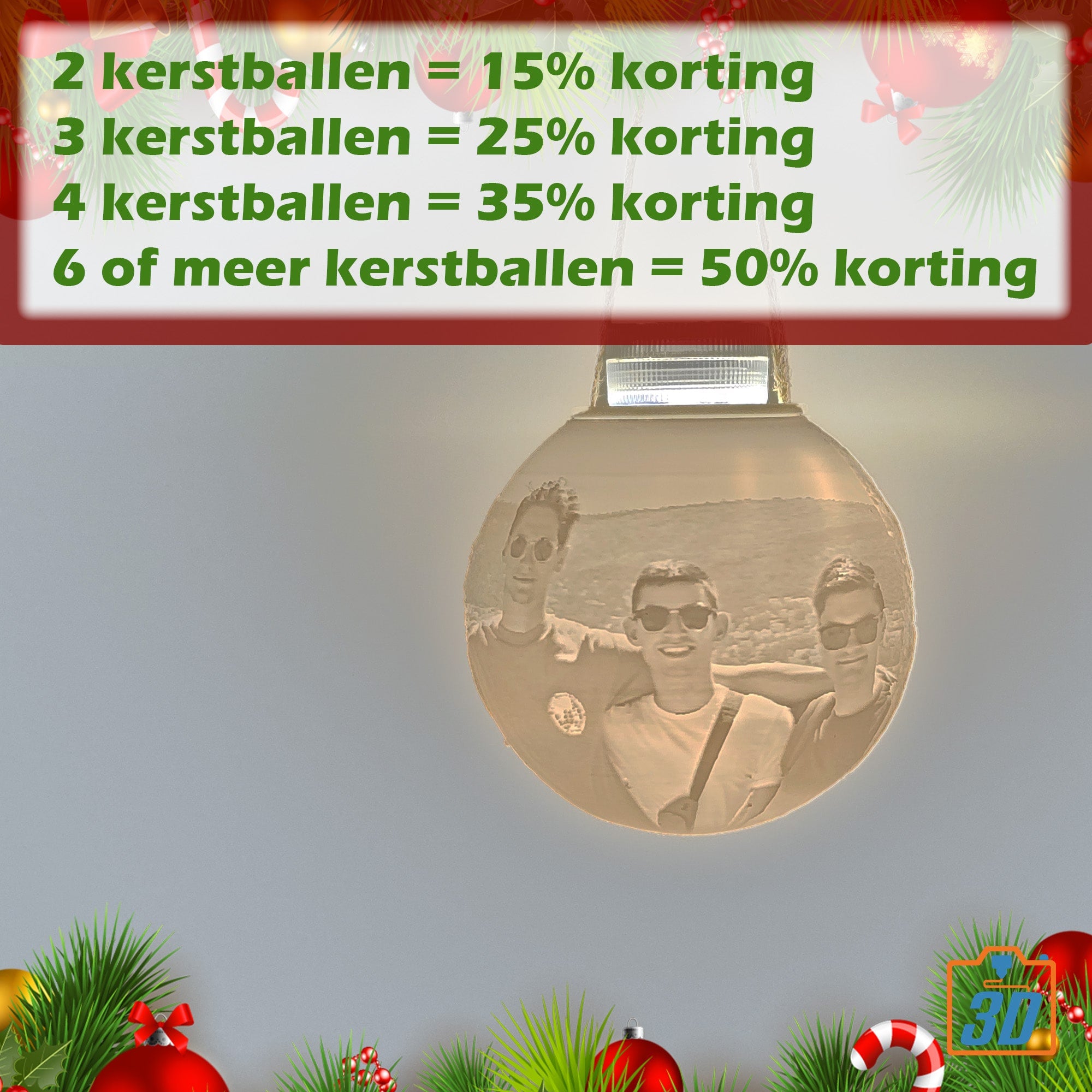 Kerstbal met foto en licht